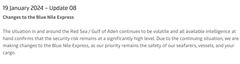 马士基宣布暂停多地订舱