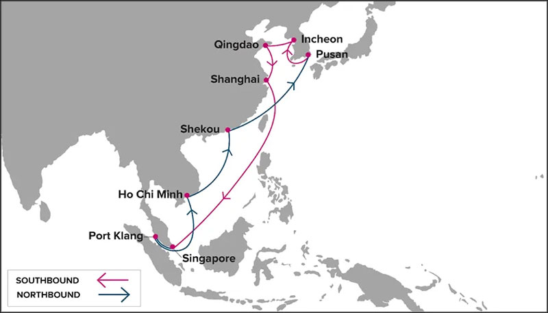 KCS2航线挂靠港