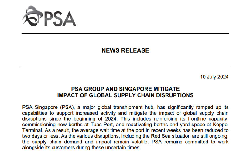 Psa Singapore Related announcement
