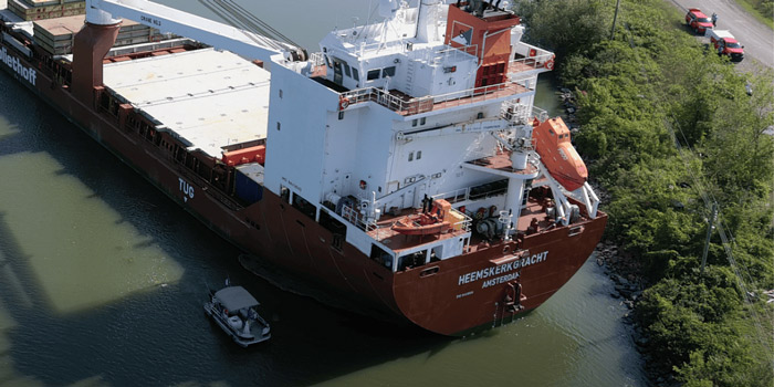 A cargo ship carrying scrap metal ran aground