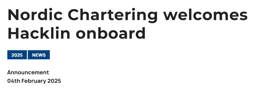 Hacklin收购Nordic Chartering