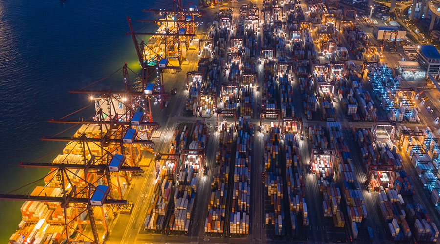 Hundreds of boxes of Chinese exports are waiting to be processed